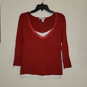 Only 9 Red with lace and white top looks like two